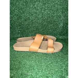 Reef Sandals Cushion Vista Brown Comfort Slip On Slides Leather Womens Size 9